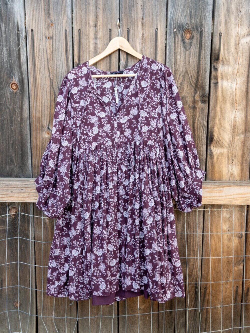 Madewell Long Sleeve Dress in Plum Floral